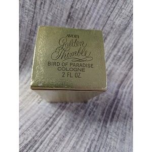 Vintage Avon Golden Thimble Bird of Paradise. 1972-1974. New open box. 2 FL. Oz.